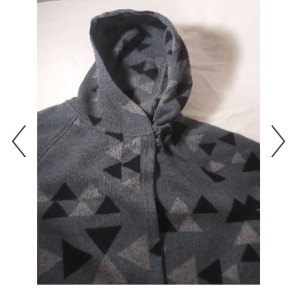 The North Face Crescent Wrap Hooded Jacket Aztec Print Grey Soft Fleece Womens - Picture 8 of 16